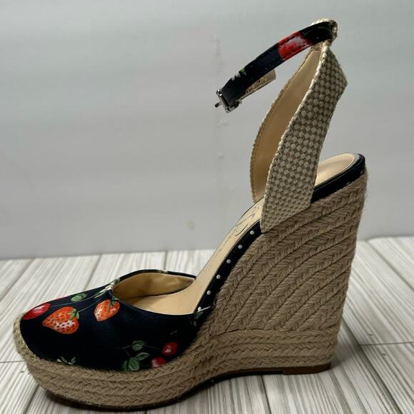 Jessica Simpson Womens 6M Zestah Ankle Strap Wedge Heels Cherry Strawberry Fruit - Picture 4 of 9